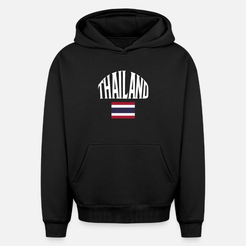 Thaïlande - Sweat à capuche unisexe oversize épais SPREAD - noir