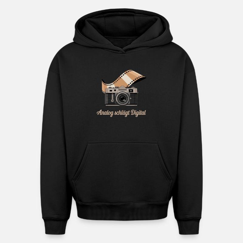 Caméra rétro numérique Analog Beats - Sweat à capuche unisexe oversize épais SPREAD - noir