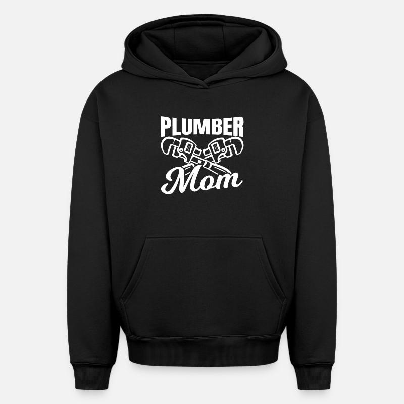 Maman plombière - Sweat à capuche unisexe oversize épais SPREAD - noir