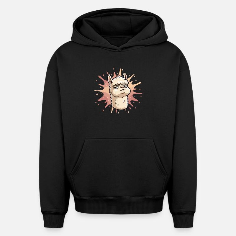 Éclaboussure de lama confiante - Sweat à capuche unisexe oversize épais SPREAD - noir