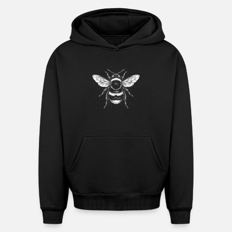 Conception monochrome de l’insecte abeille - Sweat à capuche unisexe oversize épais SPREAD - noir
