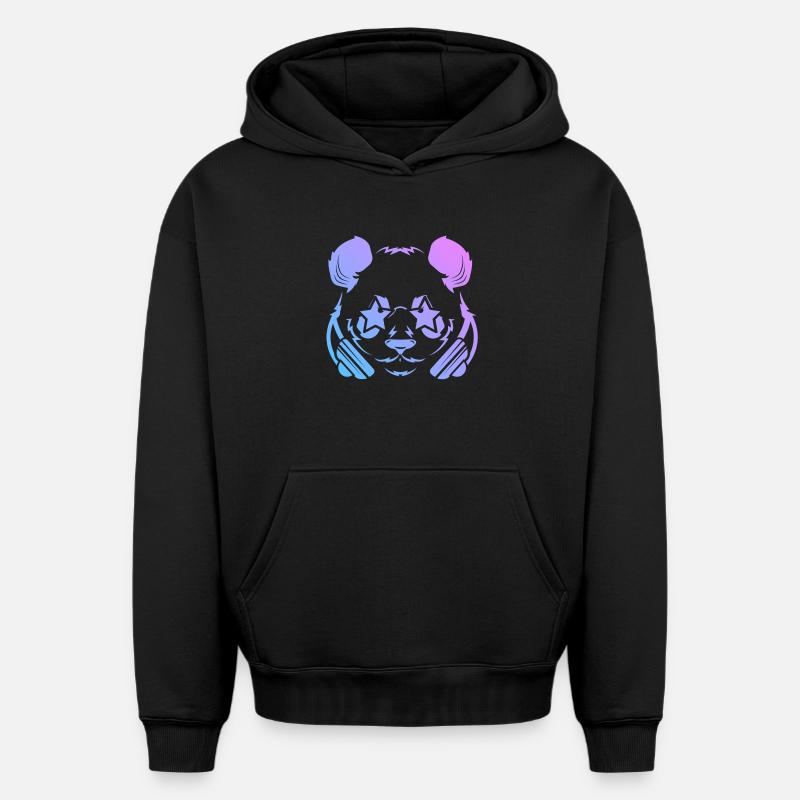 Panda Pandabär - Sweat à capuche unisexe oversize épais SPREAD - noir