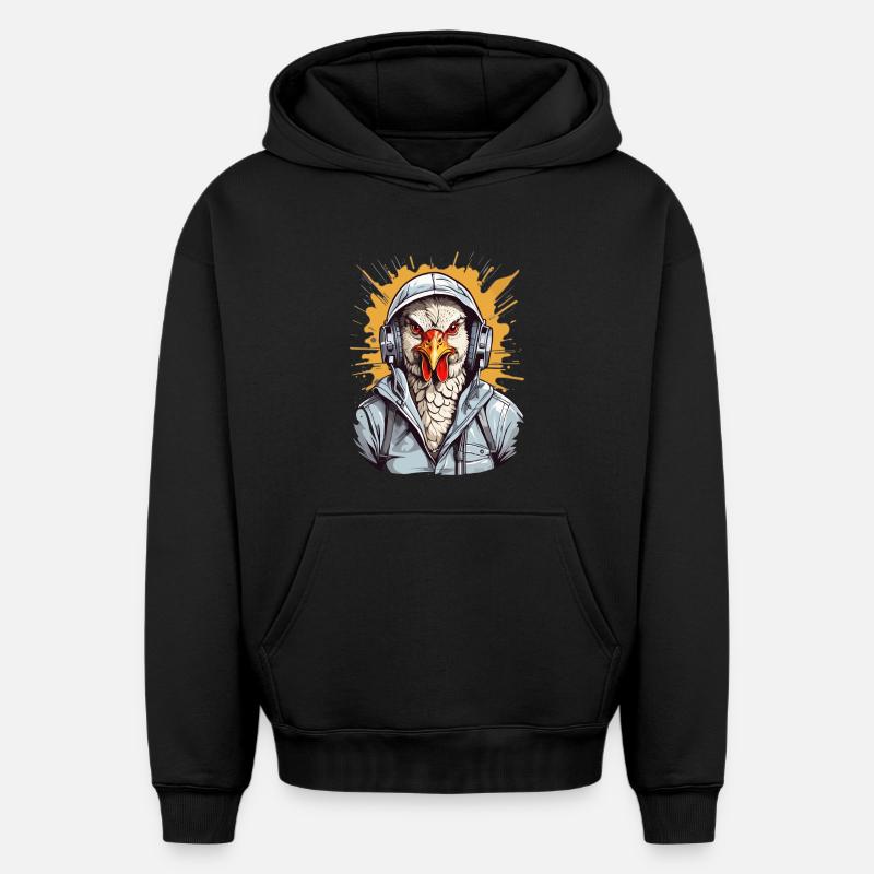Jupe poulet - Sweat à capuche unisexe oversize épais SPREAD - noir