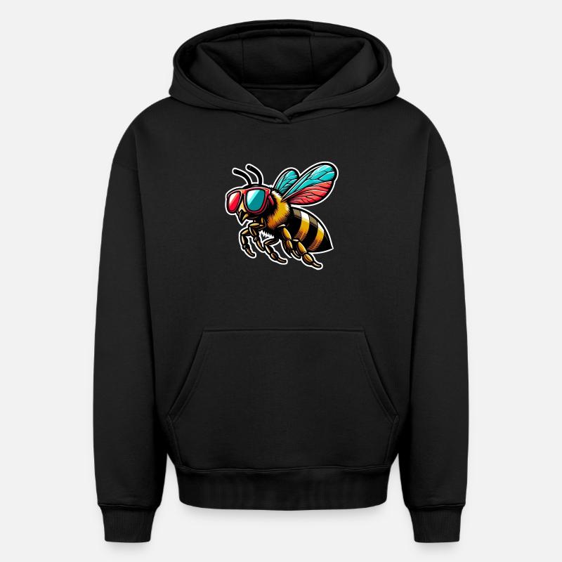Abeille - Sweat à capuche unisexe oversize épais SPREAD - noir