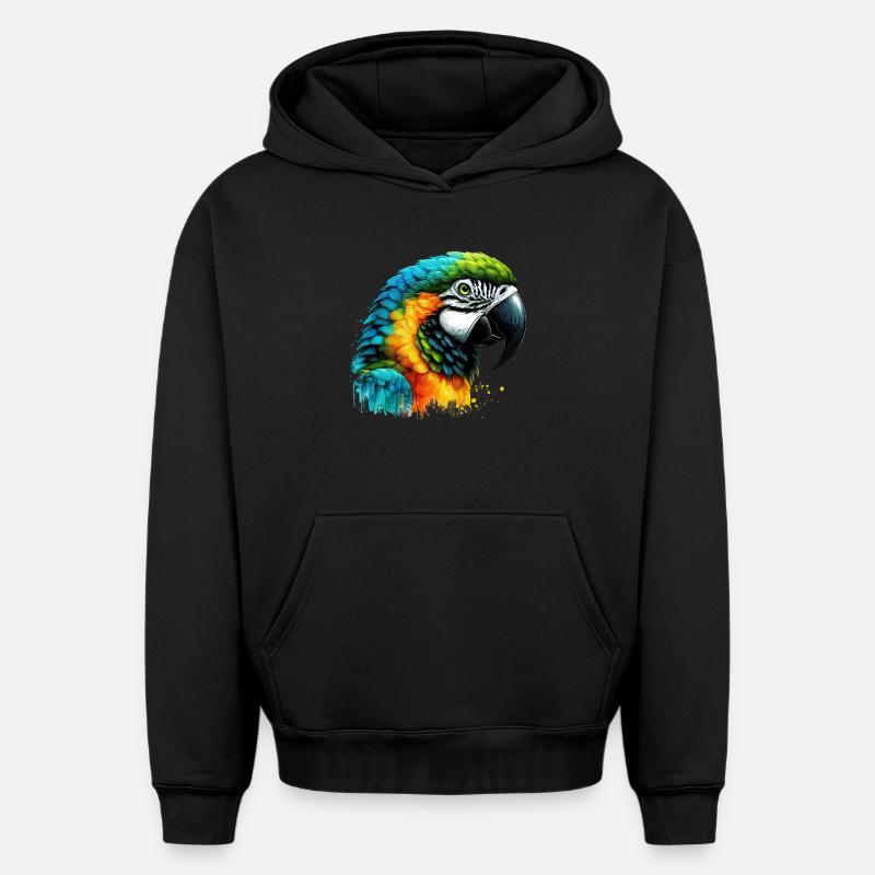 Perroquet - Sweat à capuche unisexe oversize épais SPREAD - noir