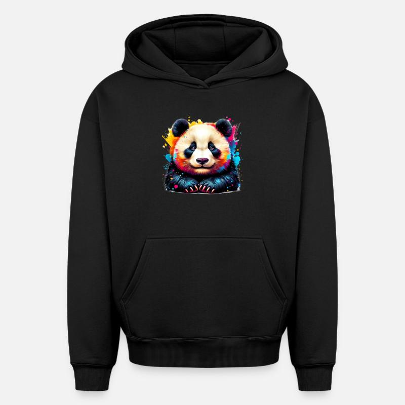 Panda - Sweat à capuche unisexe oversize épais SPREAD - noir