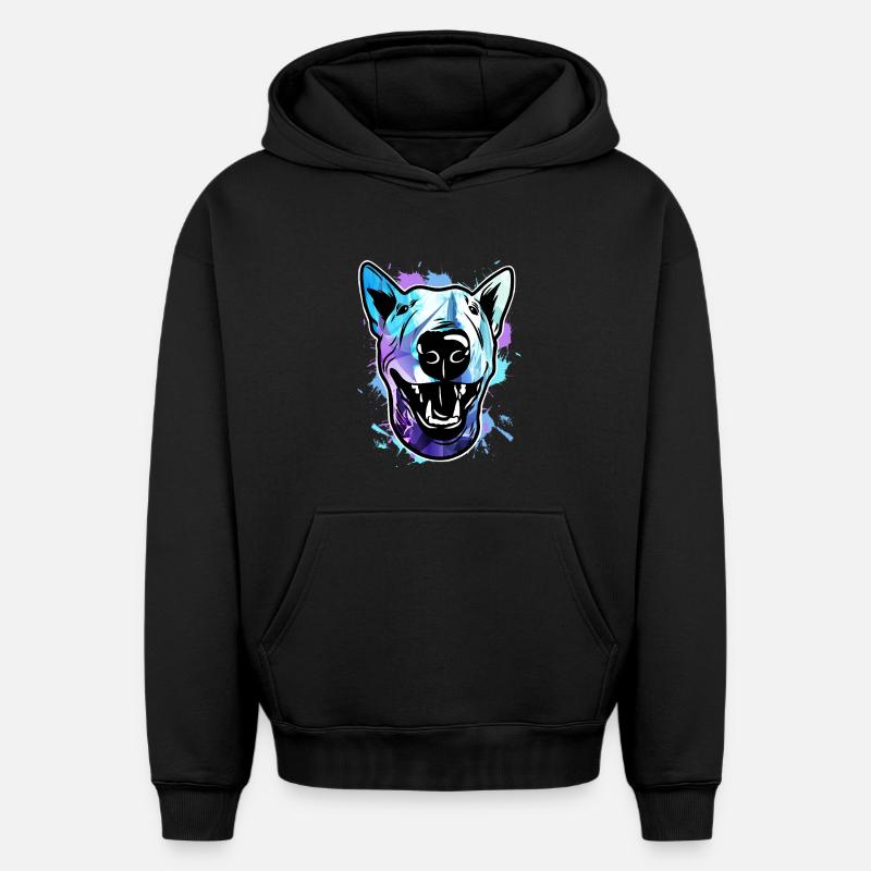Bull Terrier Chien - Sweat à capuche unisexe oversize épais SPREAD - noir