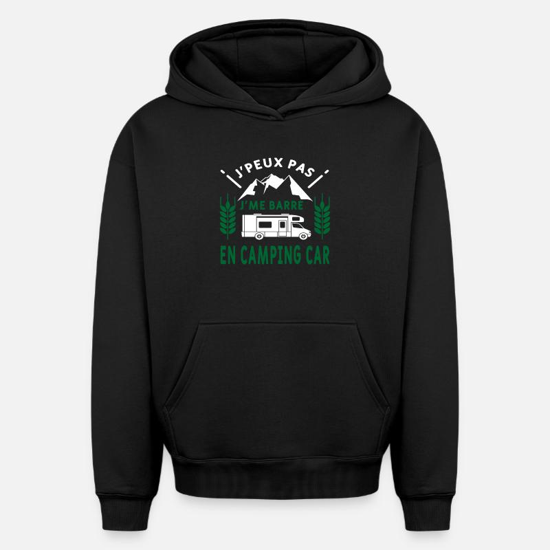 J’me barre en camping-car - Sweat à capuche unisexe oversize épais SPREAD - noir