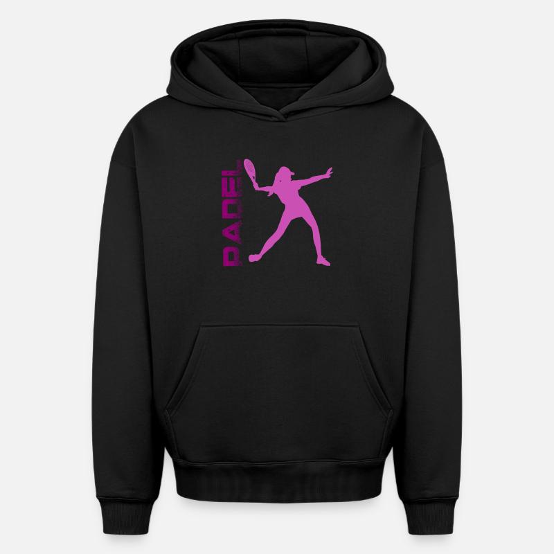 Padel - Sweat à capuche unisexe oversize épais SPREAD - noir
