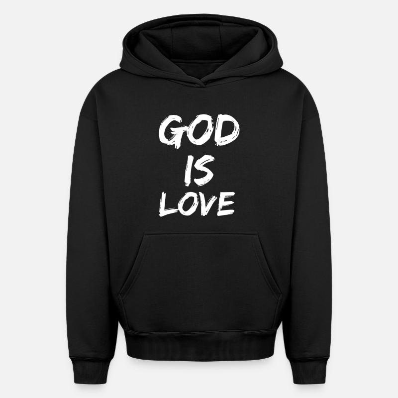 Dieu est amour - Sweat à capuche unisexe oversize épais SPREAD - noir