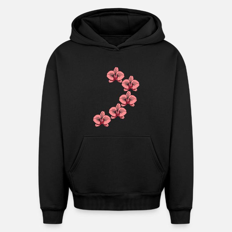 orchidee_2 - Sweat à capuche unisexe oversize épais SPREAD - noir