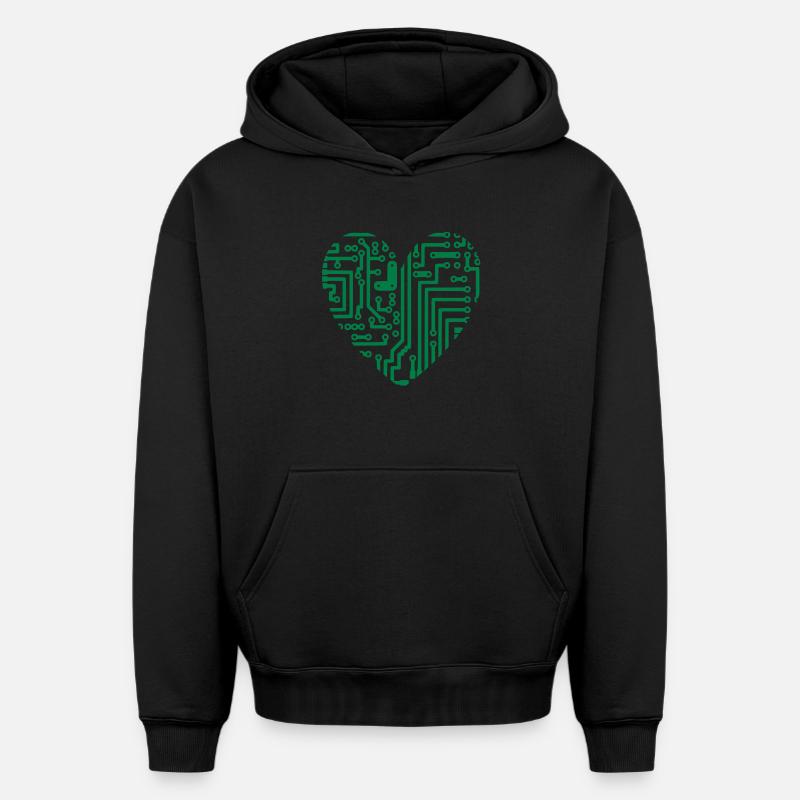 Computer Coeur - Sweat à capuche unisexe oversize épais SPREAD - noir
