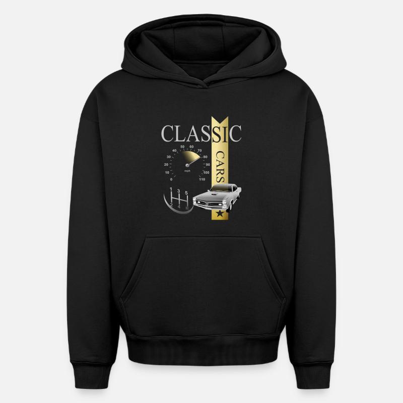 Voitures automobiles classiques - Sweat à capuche unisexe oversize épais SPREAD - noir
