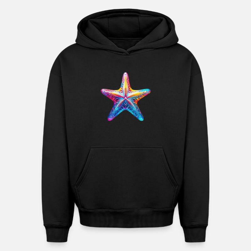 Étoile de mer - Sweat à capuche unisexe oversize épais SPREAD - noir