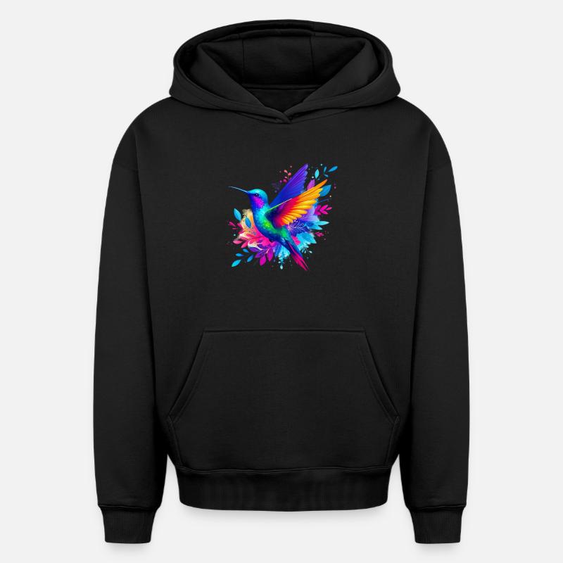Colibri - Sweat à capuche unisexe oversize épais SPREAD - noir