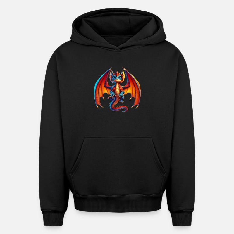 Dragon - Sweat à capuche unisexe oversize épais SPREAD - noir