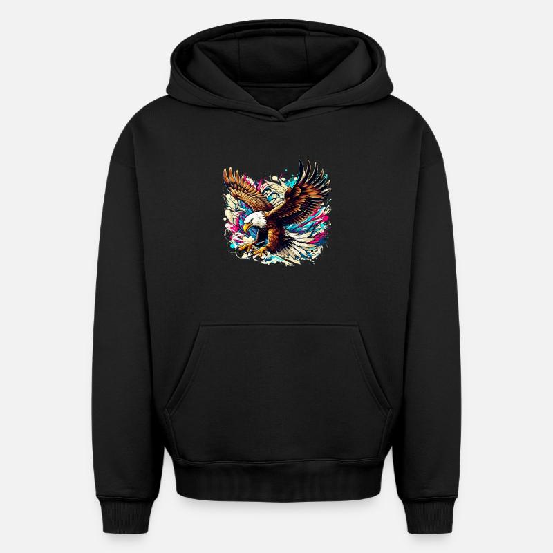 Aigle - Sweat à capuche unisexe oversize épais SPREAD - noir