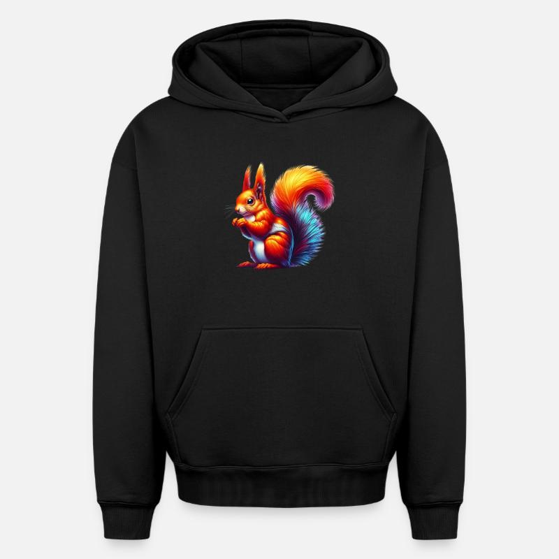 Écureuil - Sweat à capuche unisexe oversize épais SPREAD - noir