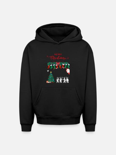 Merry Christmas - Oversized Heavyweight Unisex Hoodie - black