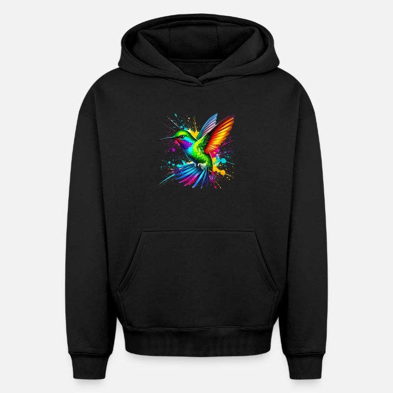 Colibri - Sweat à capuche unisexe oversize épais SPREAD - noir
