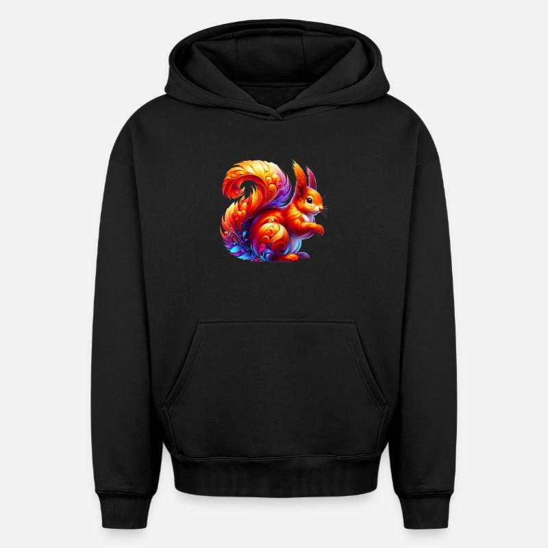 Écureuil - Sweat à capuche unisexe oversize épais SPREAD - noir