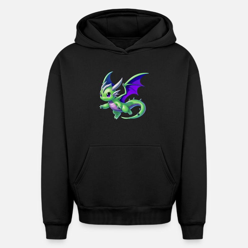 Dragon - Sweat à capuche unisexe oversize épais SPREAD - noir