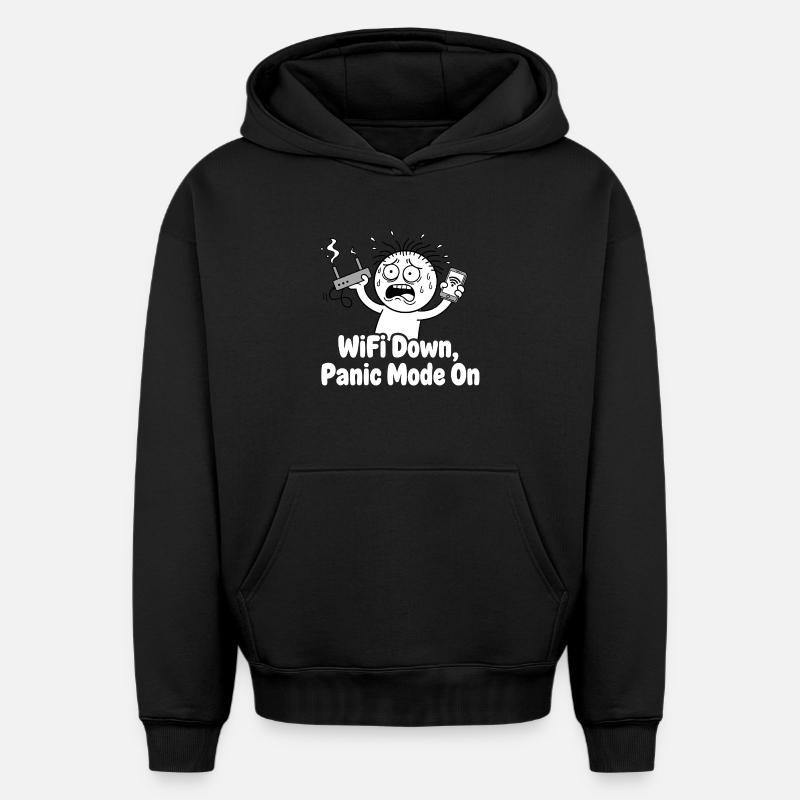 Panne WiFi Mode panique Mème - Sweat à capuche unisexe oversize épais SPREAD - noir