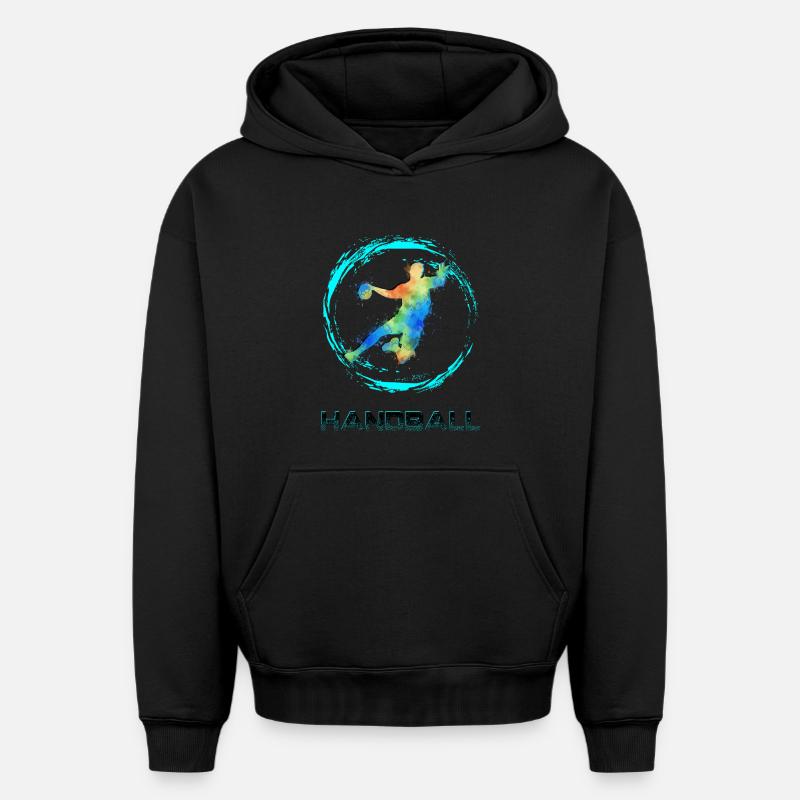 Handball Sprungrbener - Sweat à capuche unisexe oversize épais SPREAD - noir
