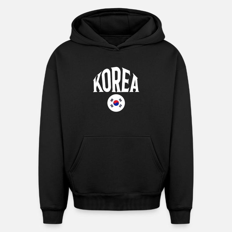 Corée - Sweat à capuche unisexe oversize épais SPREAD - noir
