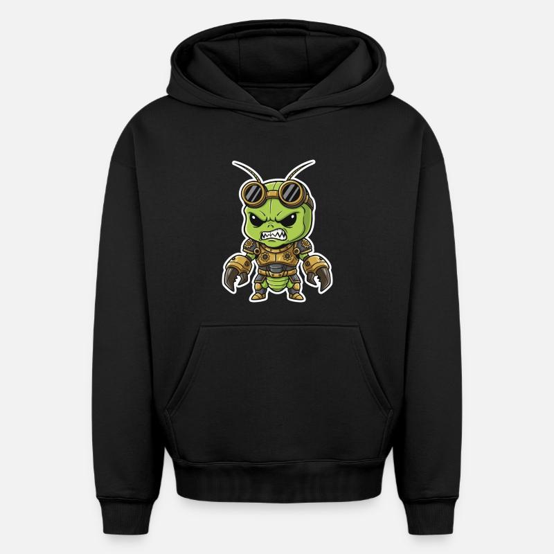 Extraterrestre Steampunk Guerrier Armure Laiton - Sweat à capuche unisexe oversize épais SPREAD - noir