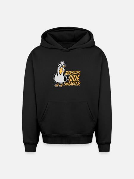 Crazy Seagull Sarcastic Side Character Funny - Oversized Heavyweight Unisex Hoodie - black
