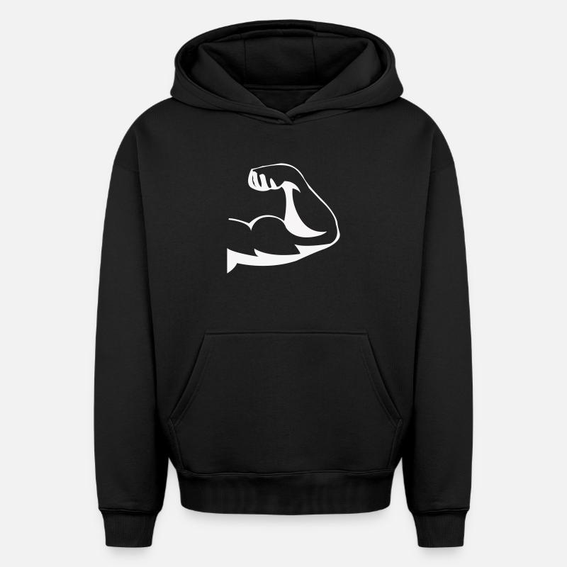Silhouette puissante des biceps - Sweat à capuche unisexe oversize épais SPREAD - noir