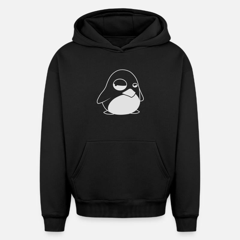 TUX Penguin, LINUX - Sweat à capuche unisexe oversize épais SPREAD - noir