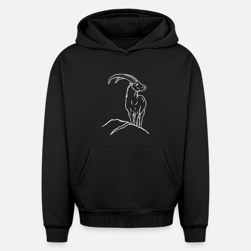 Capricorne - Sweat à capuche unisexe oversize épais SPREAD - noir