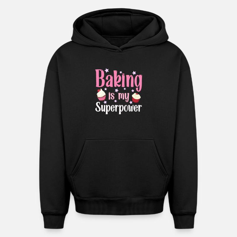 Backen Bäcker Bäckerin - Oversized Heavyweight Unisex Hoodie - Schwarz