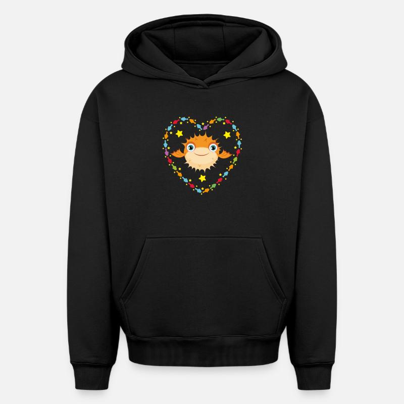 Drôle de poisson-globe - Sweat à capuche unisexe oversize épais SPREAD - noir