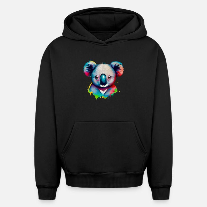 Koala - Sweat à capuche unisexe oversize épais SPREAD - noir