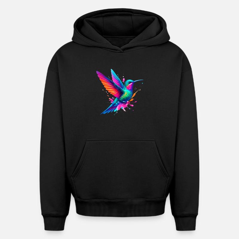 Colibri - Sweat à capuche unisexe oversize épais SPREAD - noir