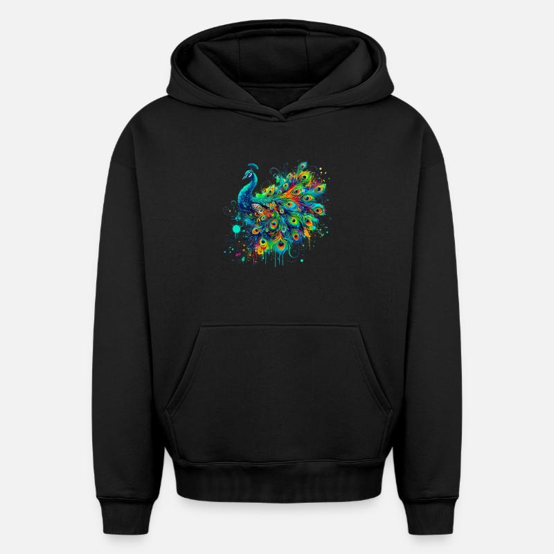 Paon - Sweat à capuche unisexe oversize épais SPREAD - noir