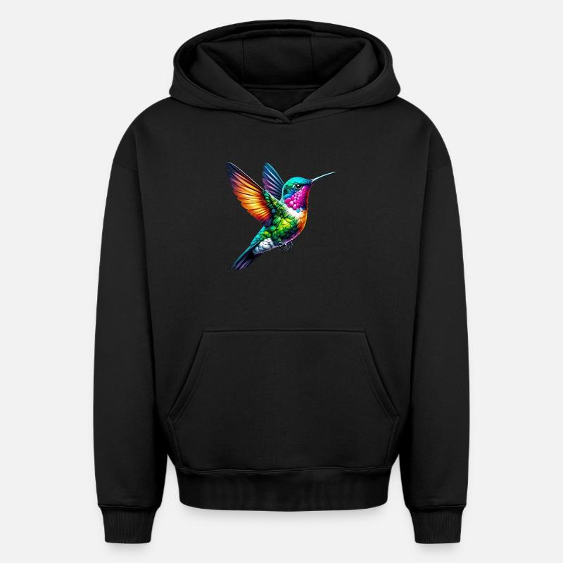 Colibri - Sweat à capuche unisexe oversize épais SPREAD - noir