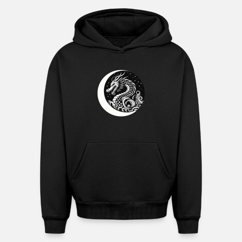 Dragon chinois - Sweat à capuche unisexe oversize épais SPREAD - noir