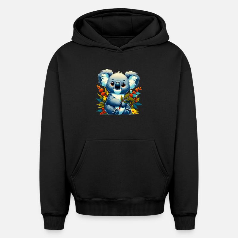 Koala - Sweat à capuche unisexe oversize épais SPREAD - noir