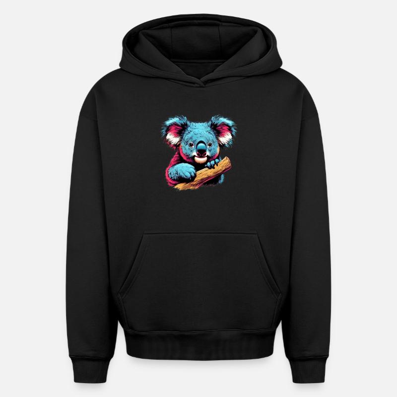 Koala - Sweat à capuche unisexe oversize épais SPREAD - noir