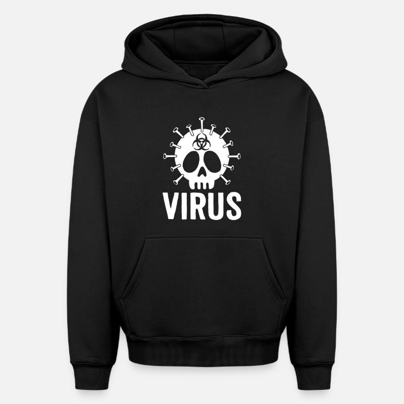 Crâne de virus - Sweat à capuche unisexe oversize épais SPREAD - noir