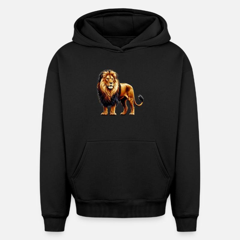 Lion - Sweat à capuche unisexe oversize épais SPREAD - noir