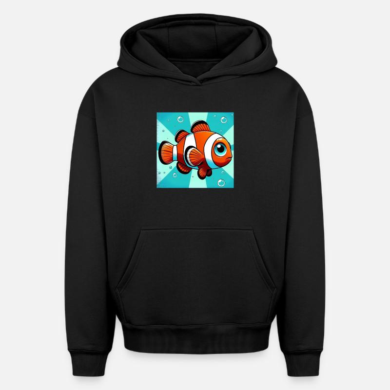 Poisson-clown - Sweat à capuche unisexe oversize épais SPREAD - noir