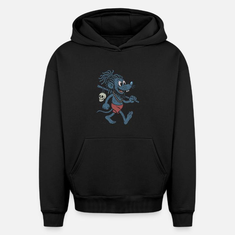 Bandi Coot Baba - Sweat à capuche unisexe oversize épais SPREAD - noir