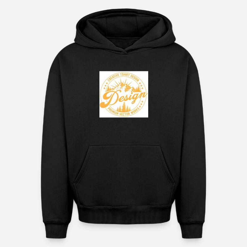 Berglandschaft Script Design - Oversized Heavyweight Unisex Hoodie - Schwarz