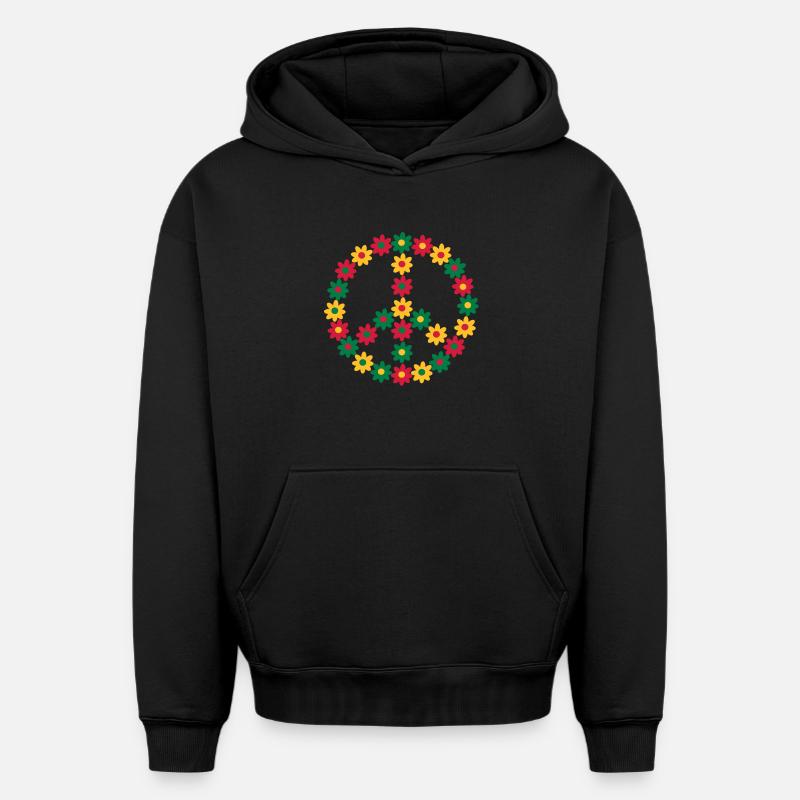 Rasta & Paix - Sweat à capuche unisexe oversize épais SPREAD - noir