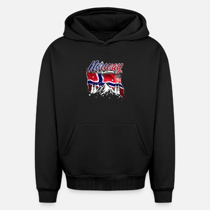 Norvège - Sweat à capuche unisexe oversize épais SPREAD - noir